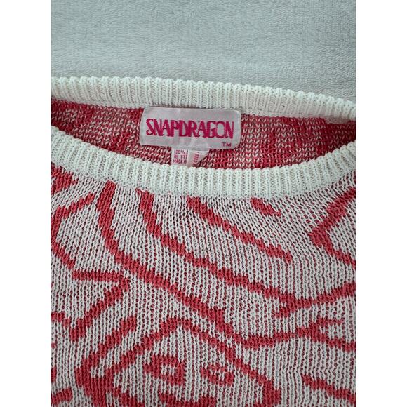 Snapdragon for Revolve Ivory Pink Faces Sweater Pullover Knit XS S White Smiley - Picture 5 of 7